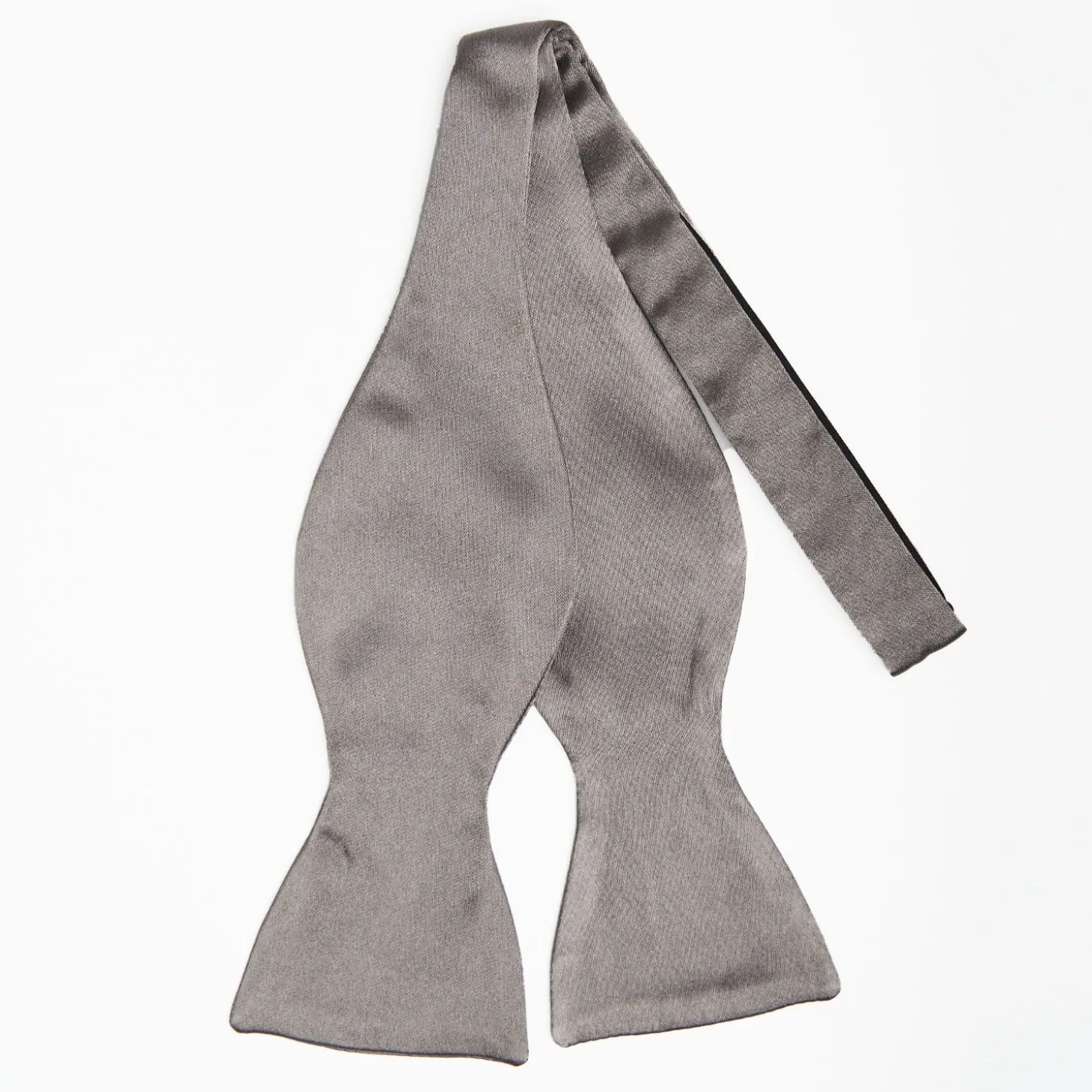Light Grey Silk Satin Bowtie To Self-Tie - Solid Color