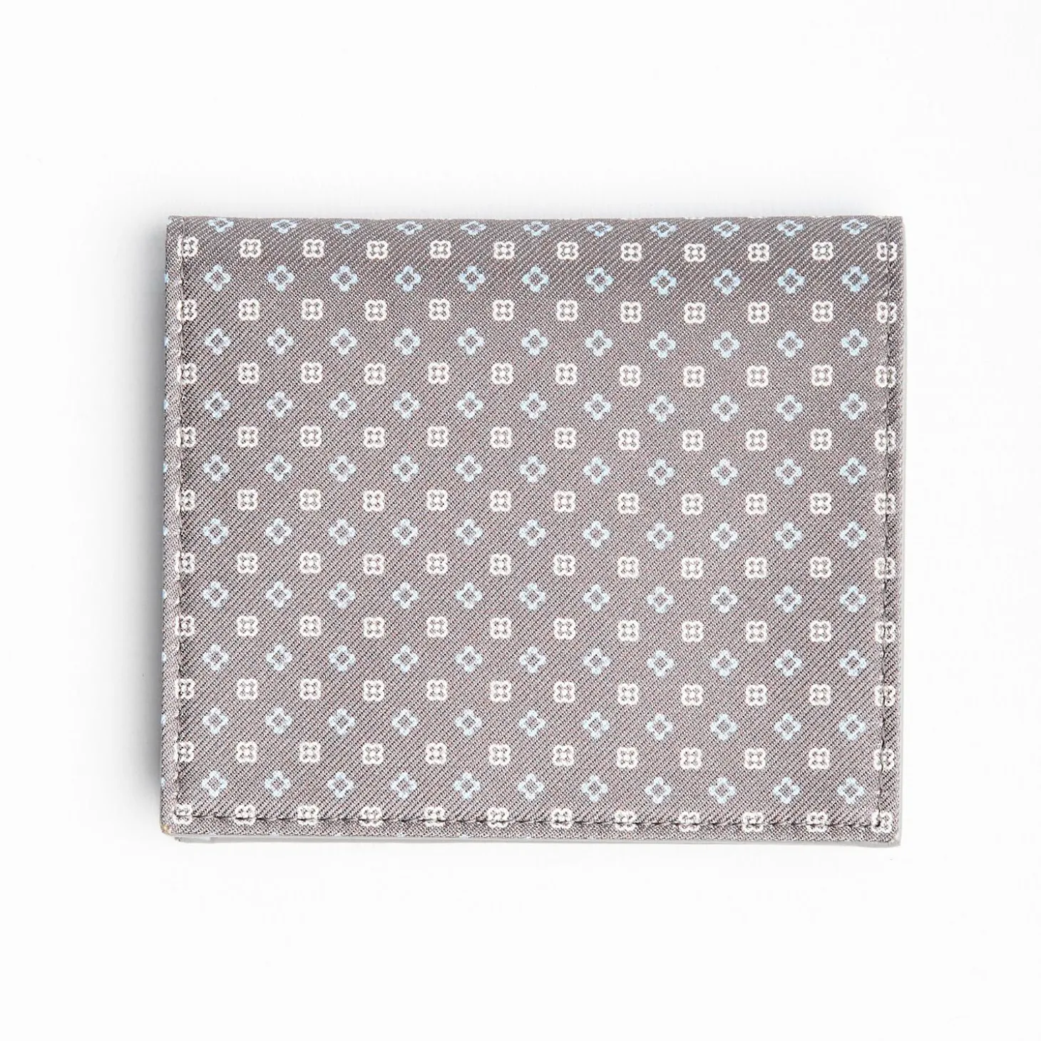 Light Grey Small Wallet In Silk And Leather