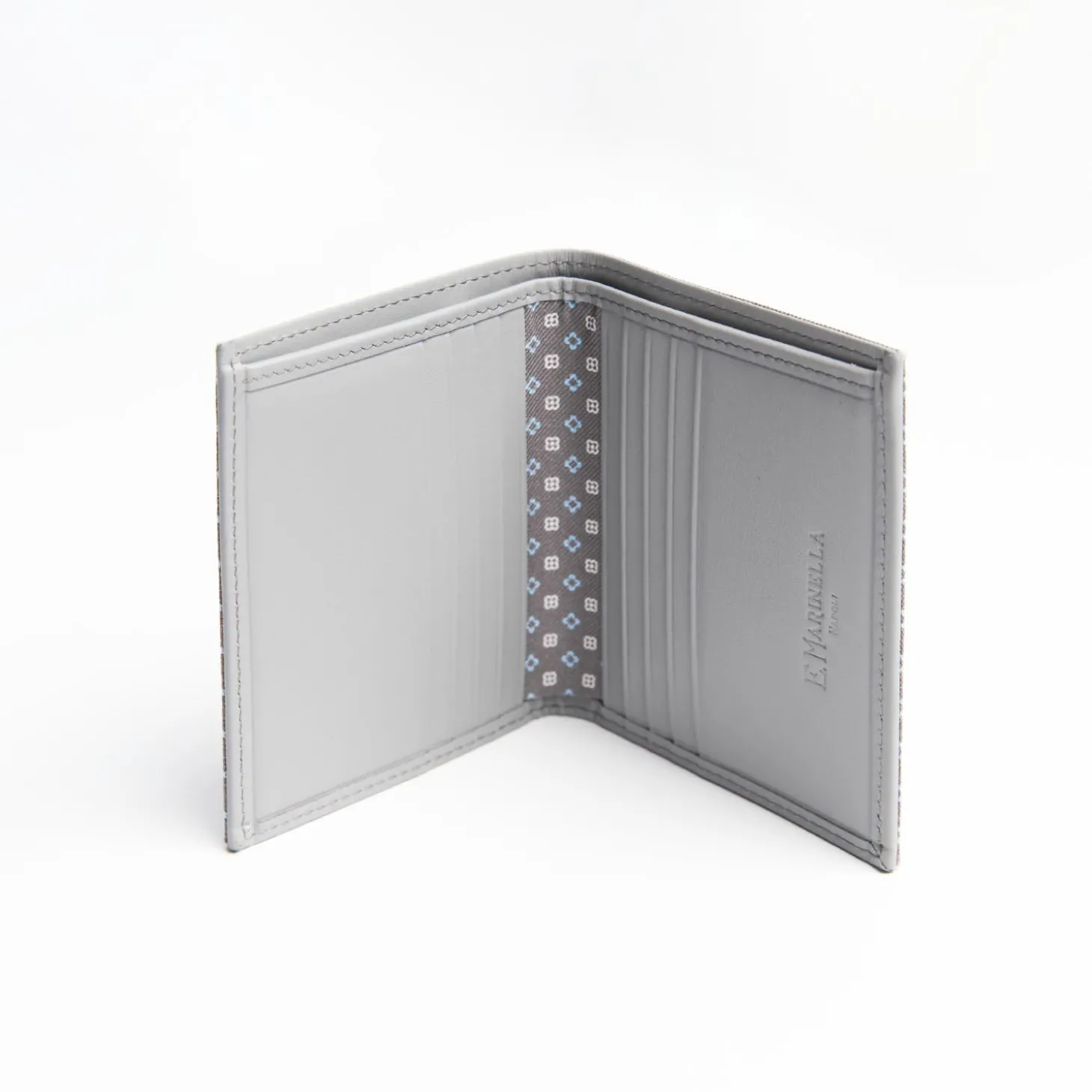 Light Grey Small Wallet In Silk And Leather