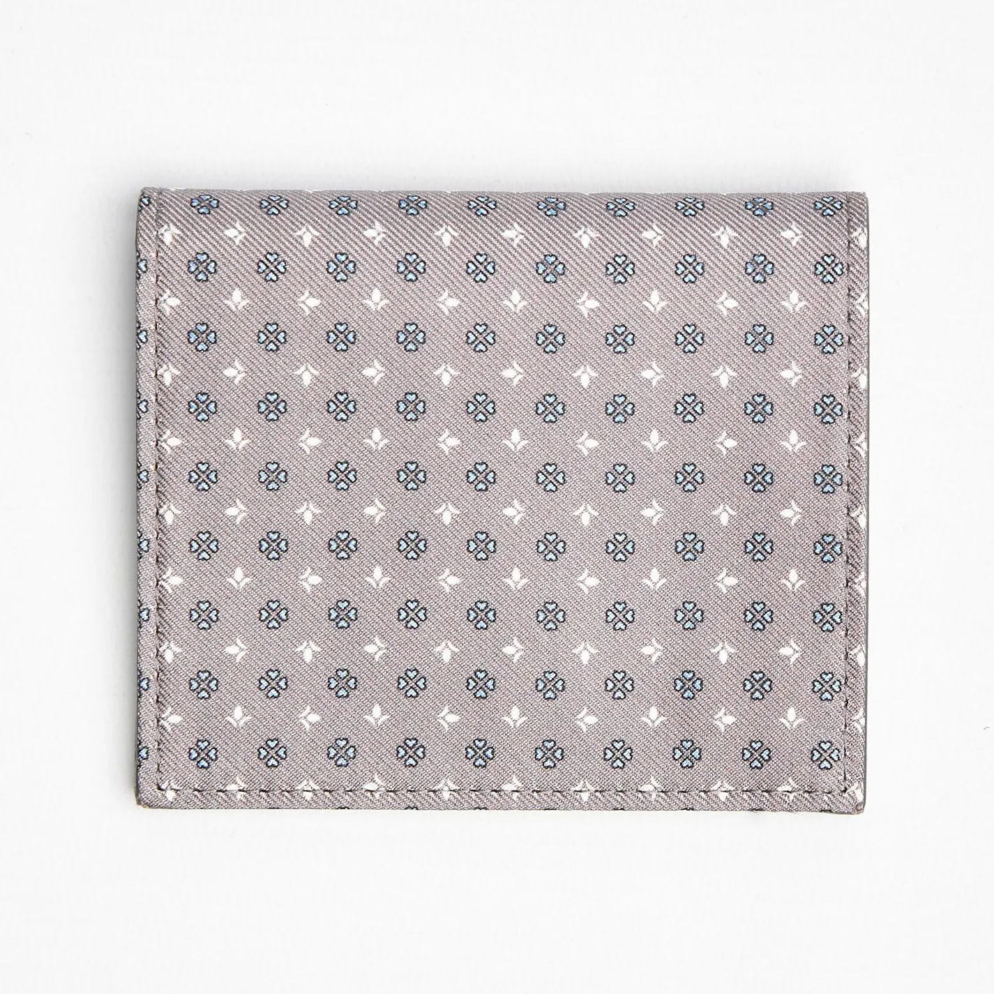 Light Grey Small Wallet In Silk And Leather