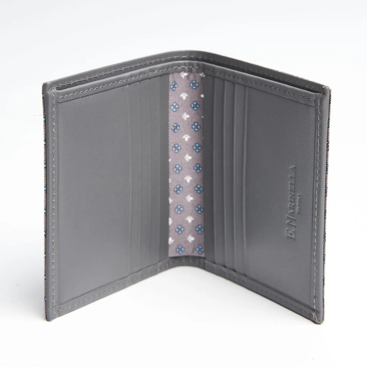 Light Grey Small Wallet In Silk And Leather