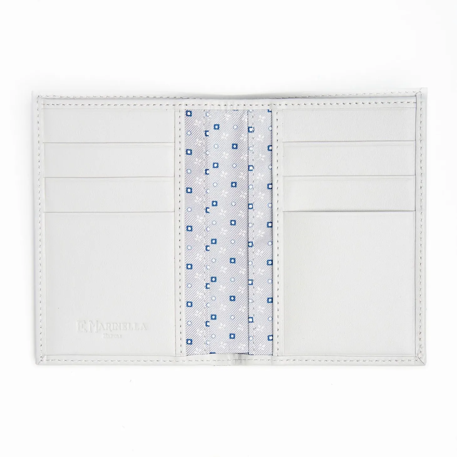 Light Grey Vertical Wallet In Silk And Leather