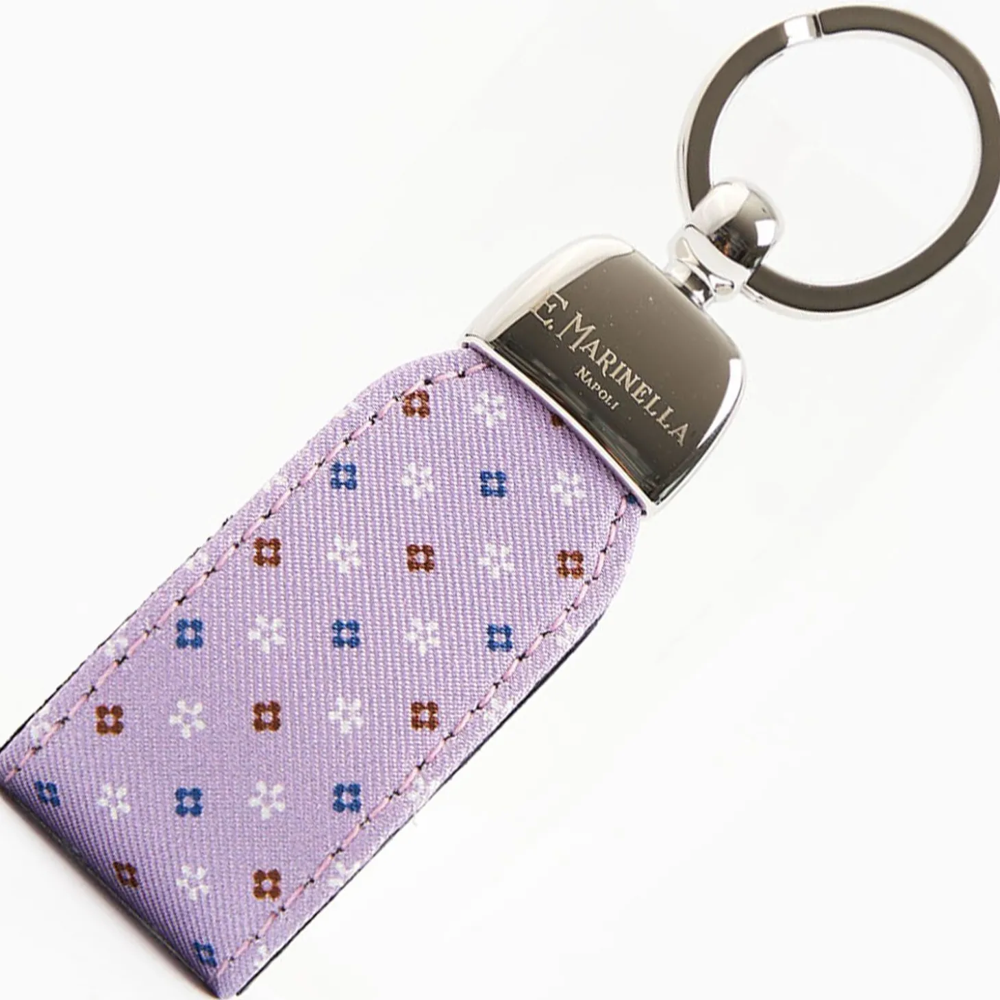 Lilac Keyfob In Silk And Leather