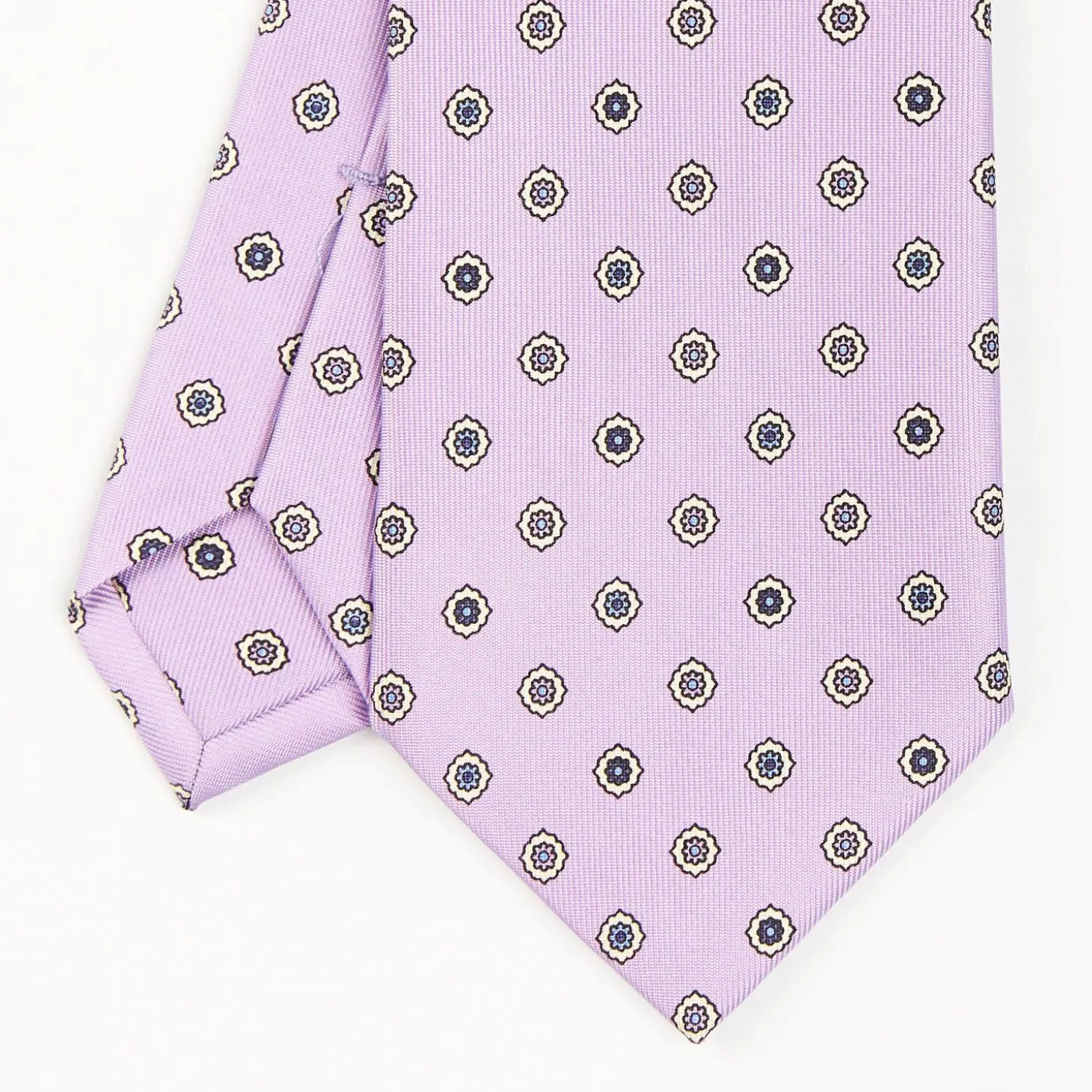 Lilac Sartorial Classic Silk Tie - Large Flower Pattern