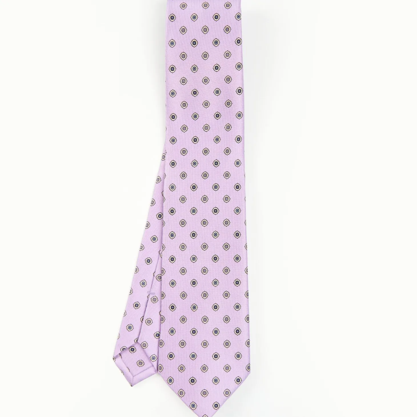 Lilac Sartorial Classic Silk Tie - Large Flower Pattern