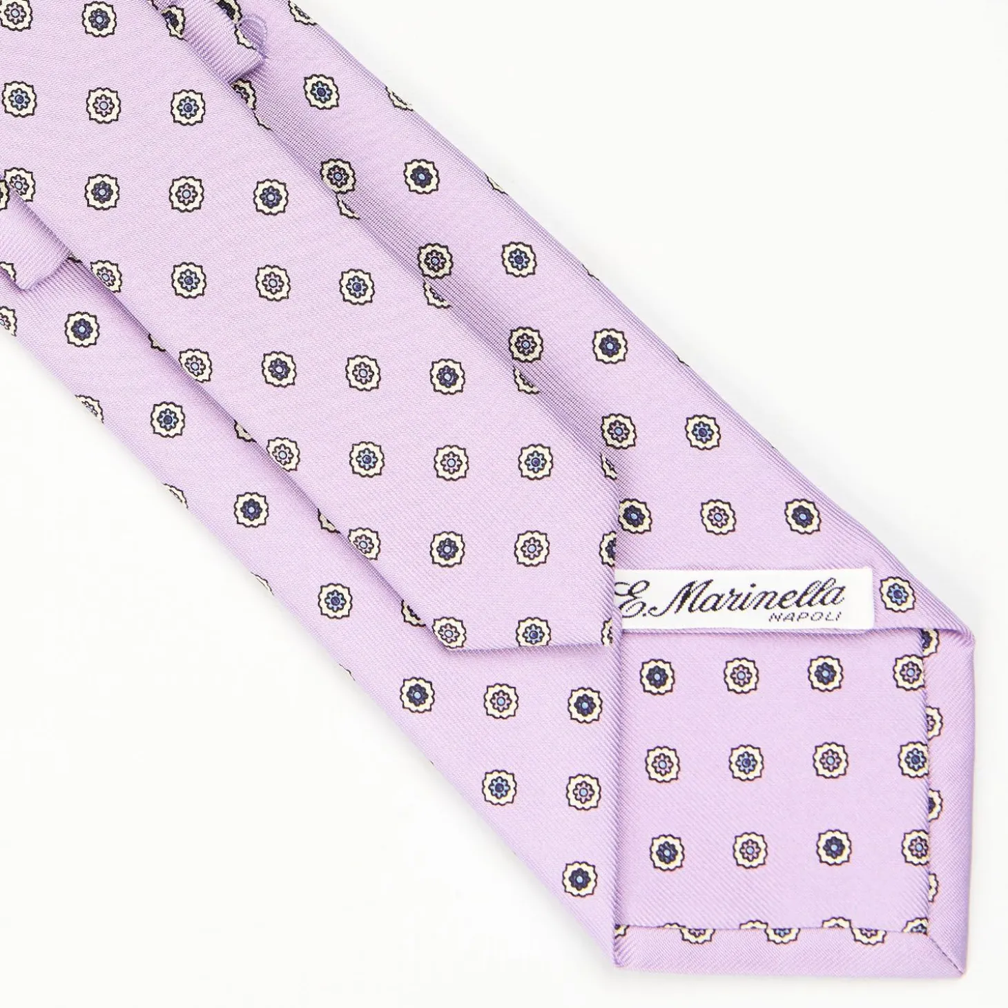 Lilac Sartorial Classic Silk Tie - Large Flower Pattern