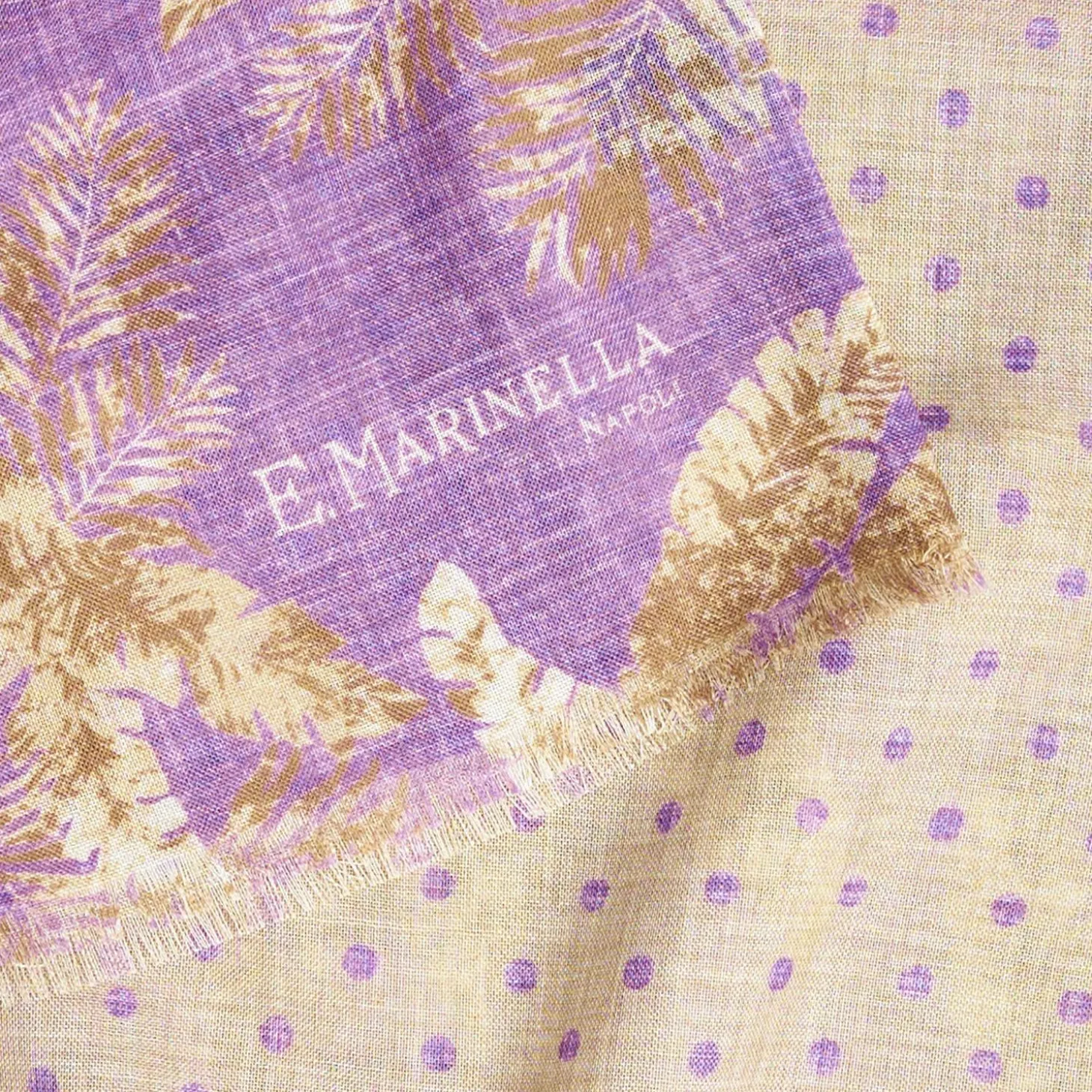 Liliac And Beige Wool And Silk Scarf