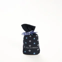 Long Blue Cotton Socks - Small Flower Pattern