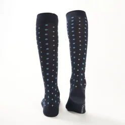 Long Blue Cotton Socks - Small Flower Pattern