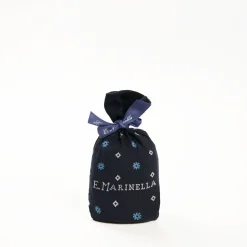 Long Blue Cotton Socks - Small Flower Pattern