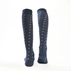 Long Blue Cotton Socks - Small Flower Pattern