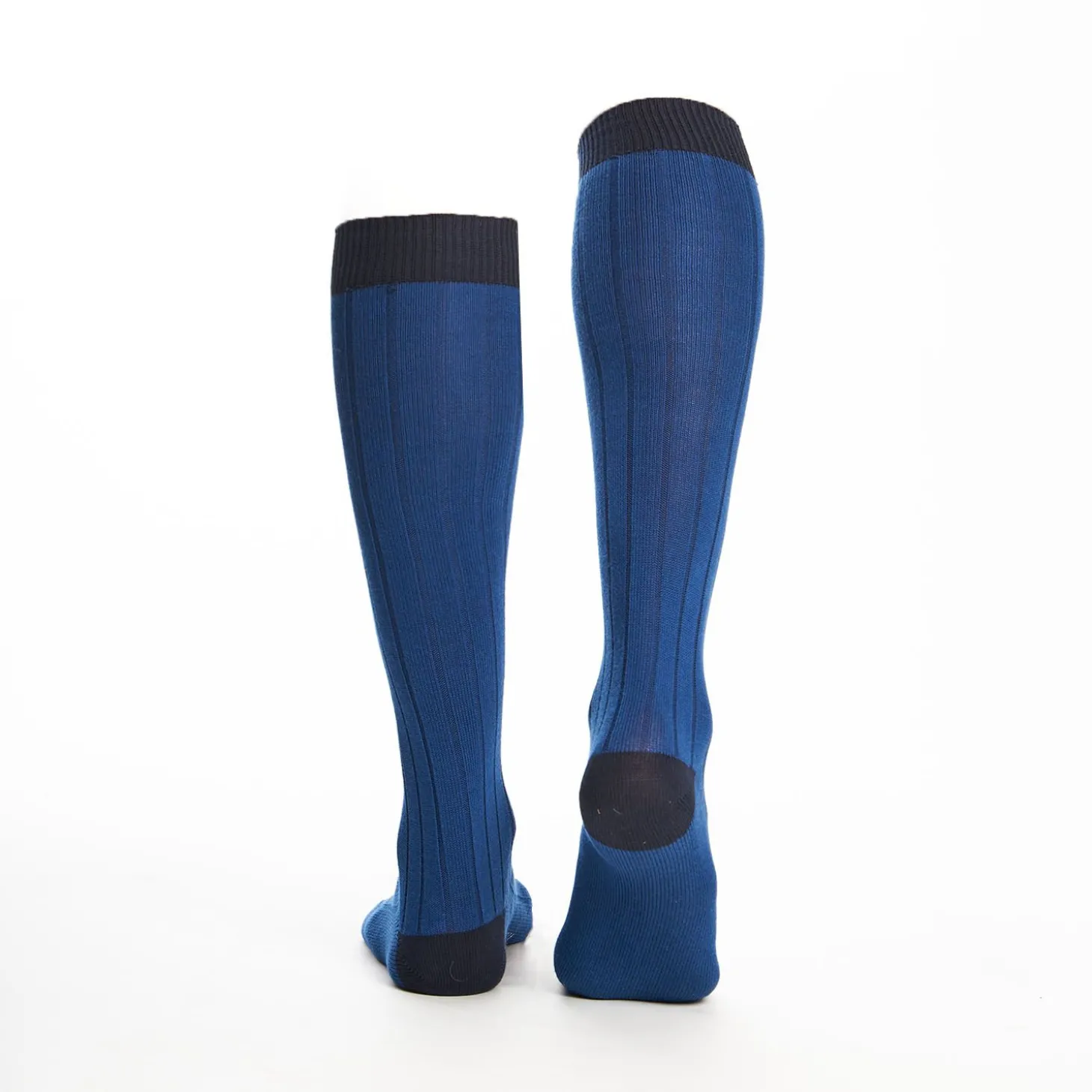 Long Bluette And Blue Bicolor Cotton Socks - Solid Color