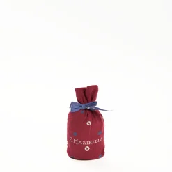 Long Burgundy Cotton Socks - Small Flower Pattern