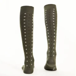 Long Dark Green Cotton Socks - Small Flower Pattern