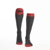 Long Grey And Red Bicolor Cotton Socks - Solid Color