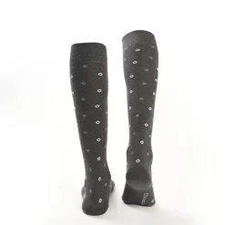 Long Grey Cotton Socks - Small Flower Pattern