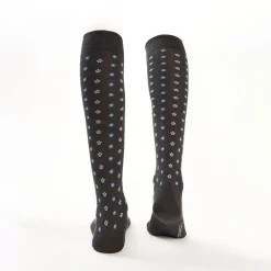 Long Grey Cotton Socks - Small Flower Pattern