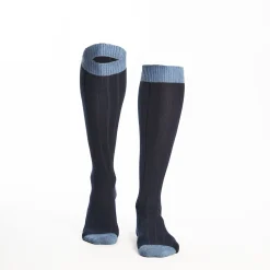Long Light And Dark Blue Bicolor Cotton Socks - Solid Color