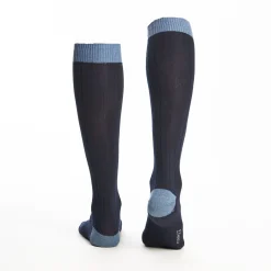 Long Light And Dark Blue Bicolor Cotton Socks - Solid Color