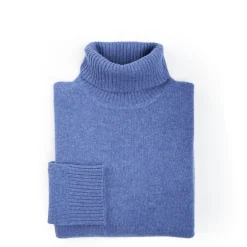 Mid Blue Cashmere Turtleneck