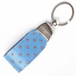Mid Blue Keyfob In Silk And Leather