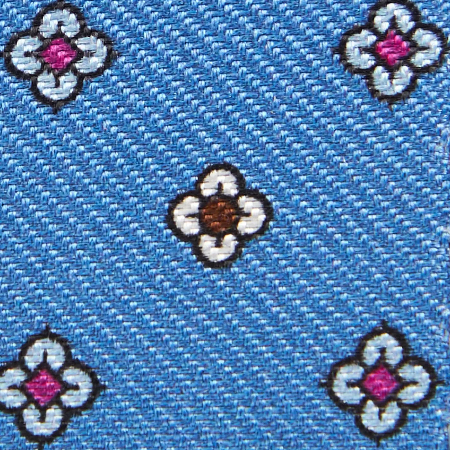 Mid Blue Keyfob In Silk And Leather