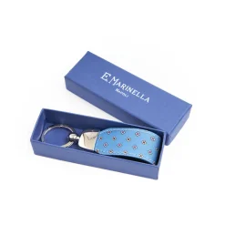 Mid Blue Keyfob In Silk And Leather
