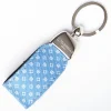 Mid Blue Keyfob In Silk And Leather