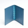 Mid Blue Leather Folding Card Holder - 10 Compartments