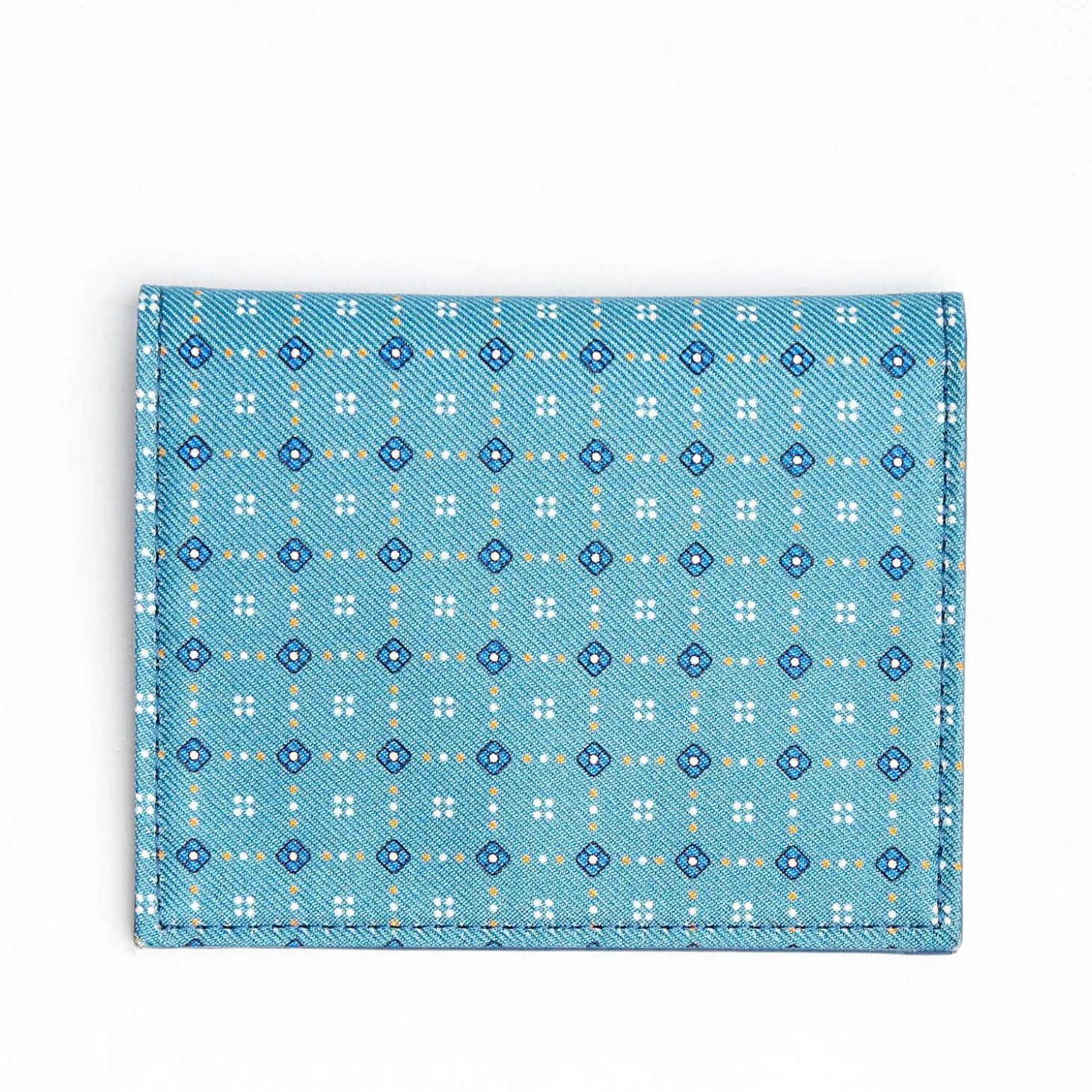 Mid Blue Leather Folding Card Holder - 10 Compartments