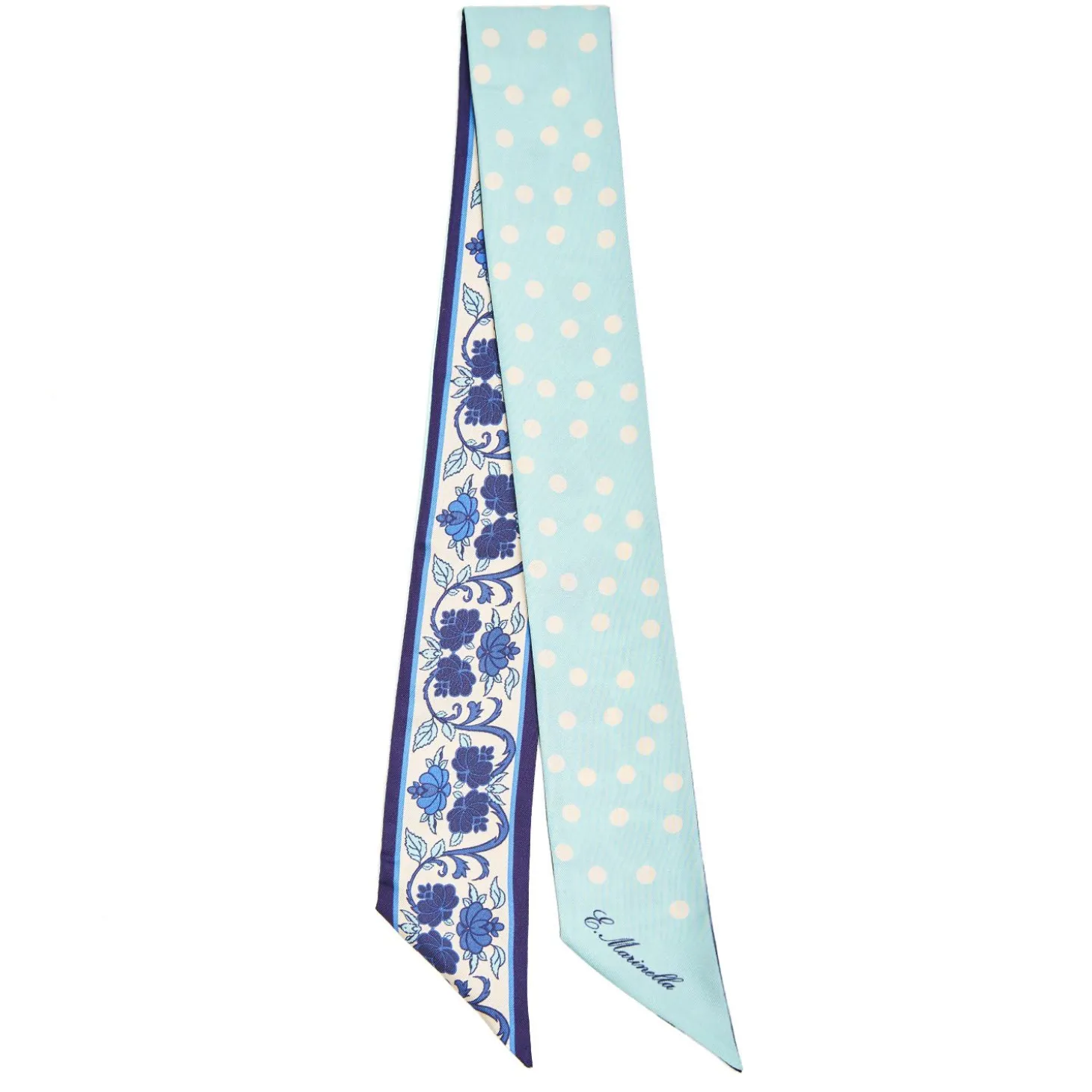 Mid Blue Silk Twilly Mediterranean Vibes