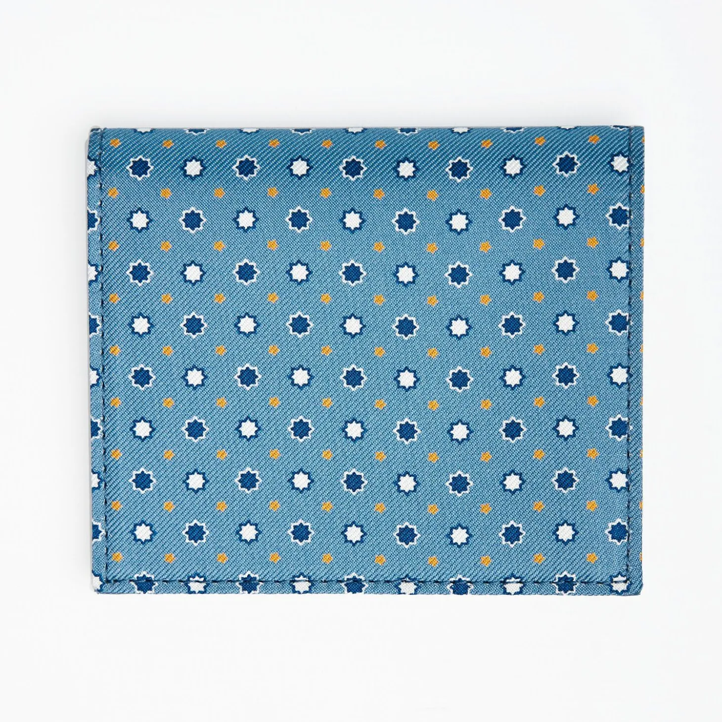 Mid Blue Small Wallet In Silk And Leather