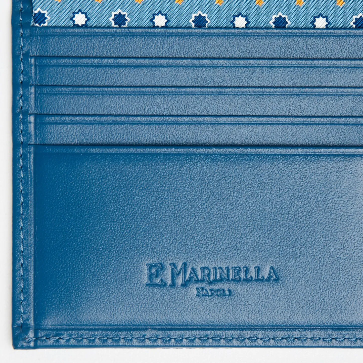 Mid Blue Small Wallet In Silk And Leather