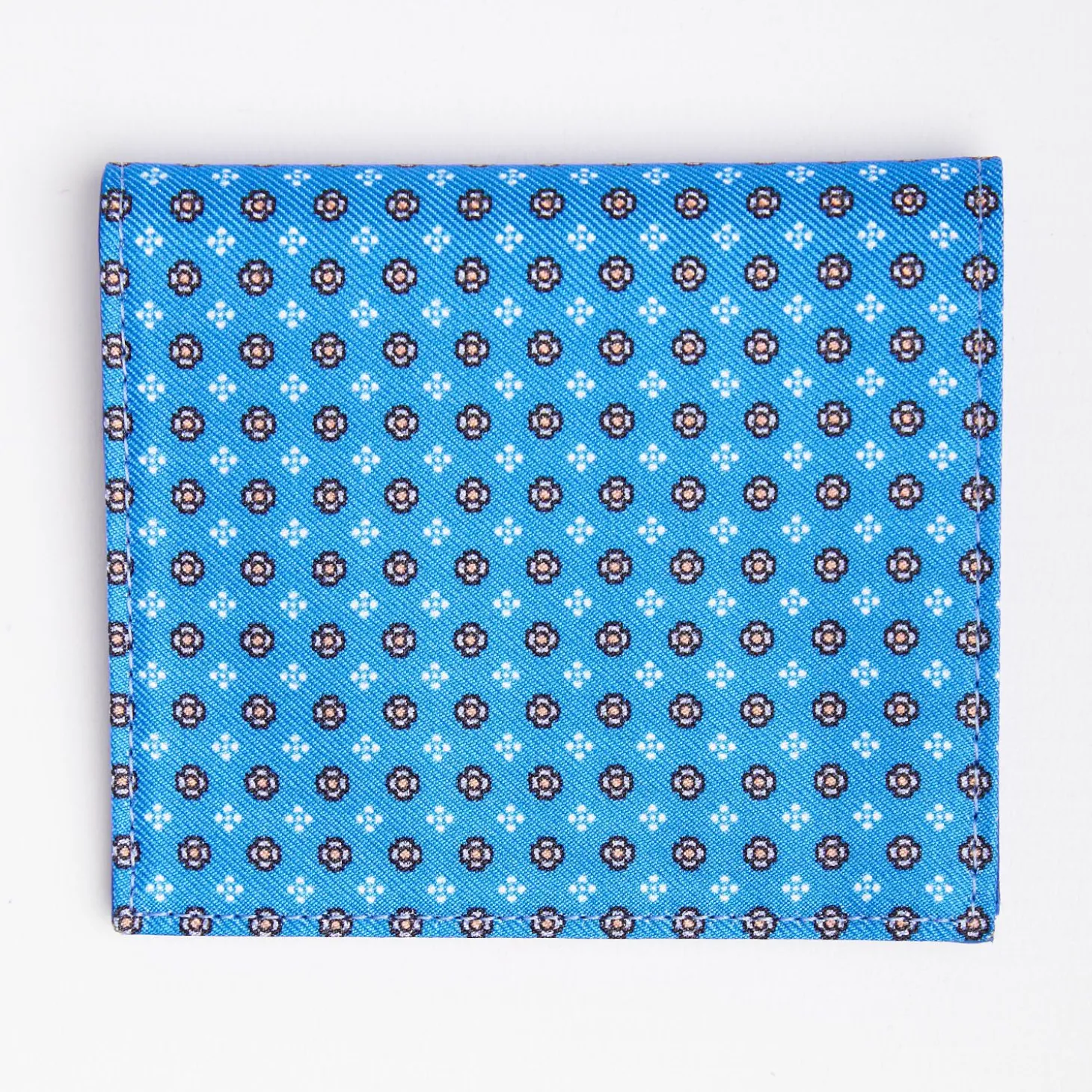 Mid Blue Small Wallet In Silk And Leather