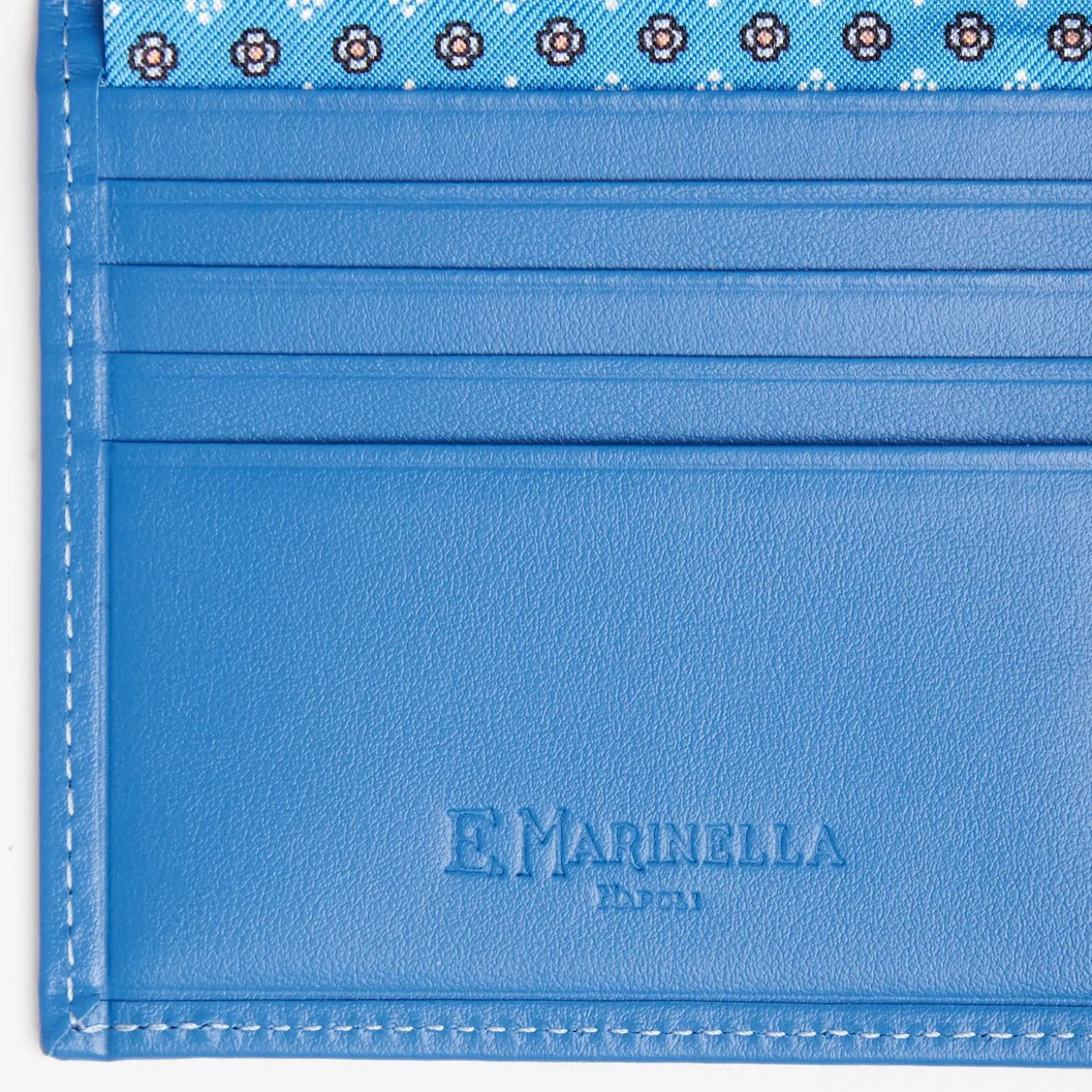 Mid Blue Small Wallet In Silk And Leather