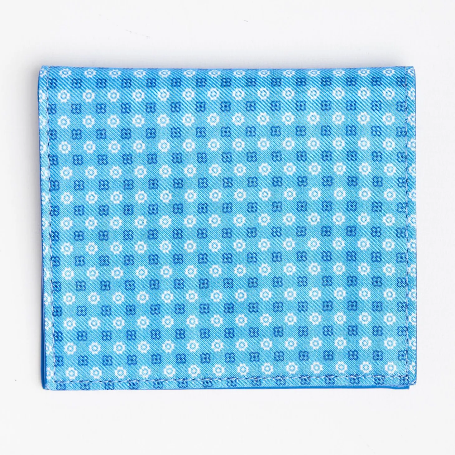 Mid Blue Small Wallet In Silk And Leather