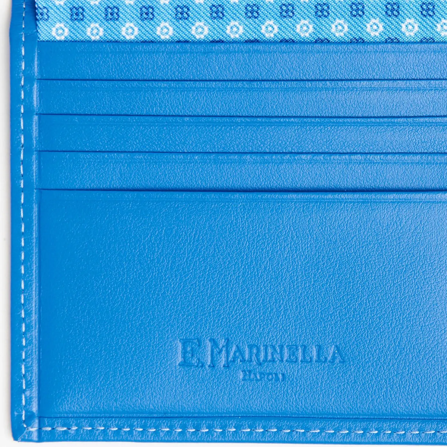 Mid Blue Small Wallet In Silk And Leather