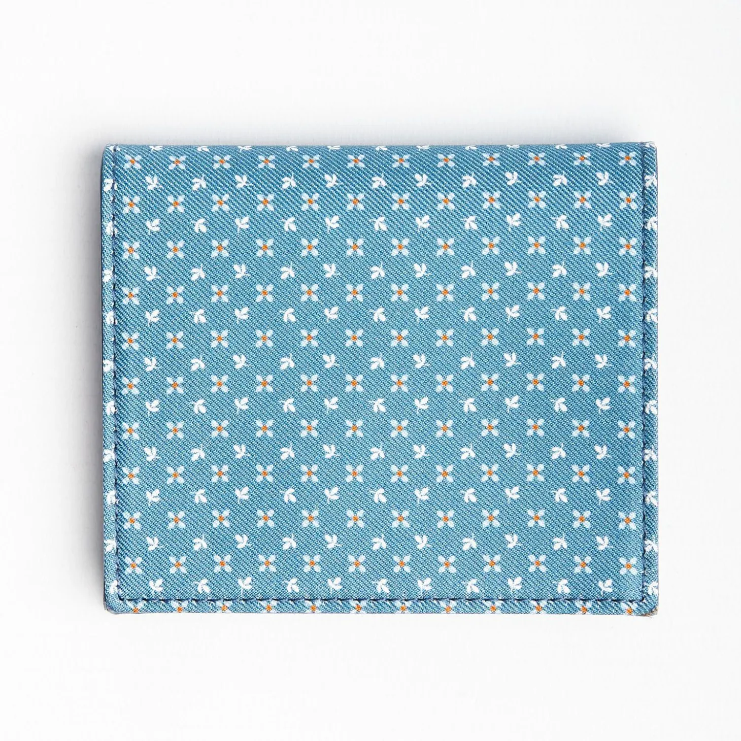 Mid Blue Small Wallet In Silk And Leather