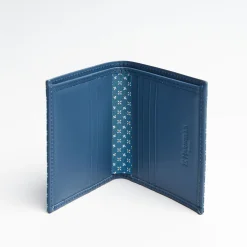 Mid Blue Small Wallet In Silk And Leather
