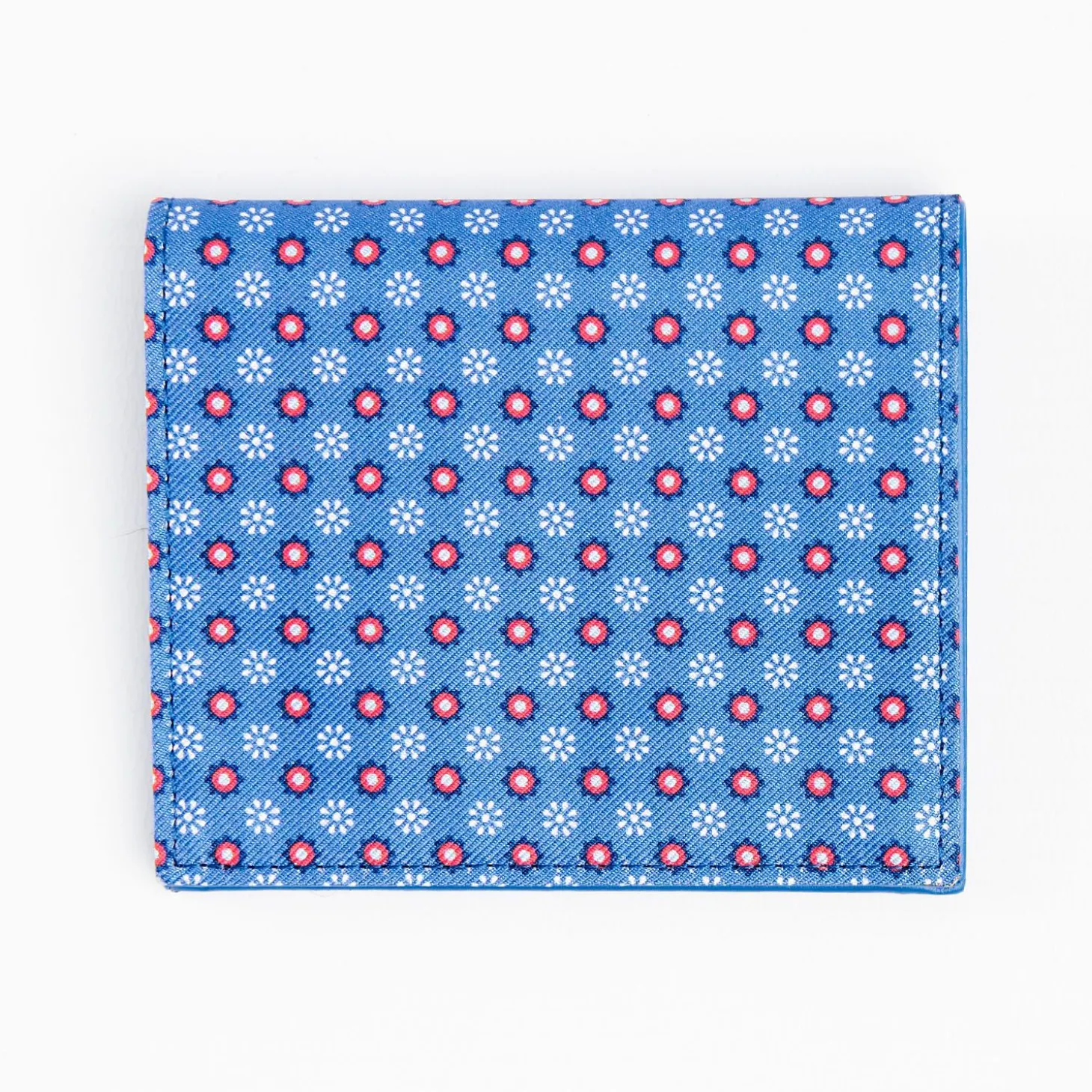 Mid Blue Small Wallet In Silk And Leather