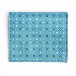 Mid Blue Small Wallet In Silk And Leather