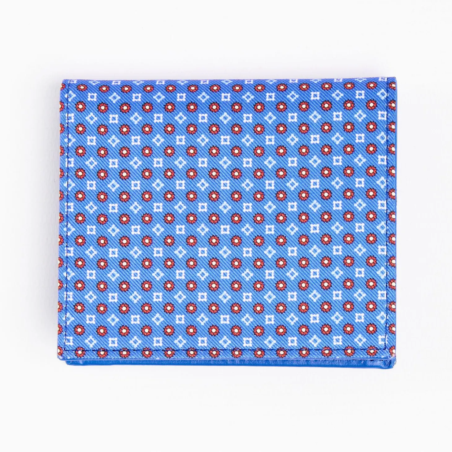 Mid Blue Small Wallet In Silk And Leather