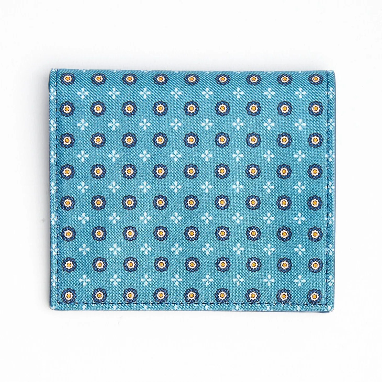 Mid Blue Small Wallet In Silk And Leather
