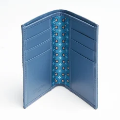 Mid Blue Vertical Wallet In Silk And Leather