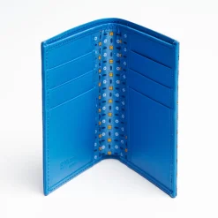 Mid Blue Vertical Wallet In Silk And Leather