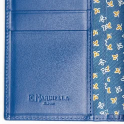 Mid Blue Vertical Wallet In Silk And Leather