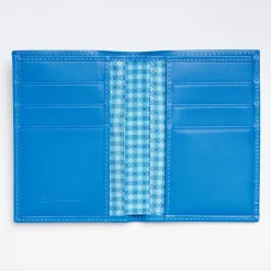 Mid Blue Vertical Wallet In Silk And Leather