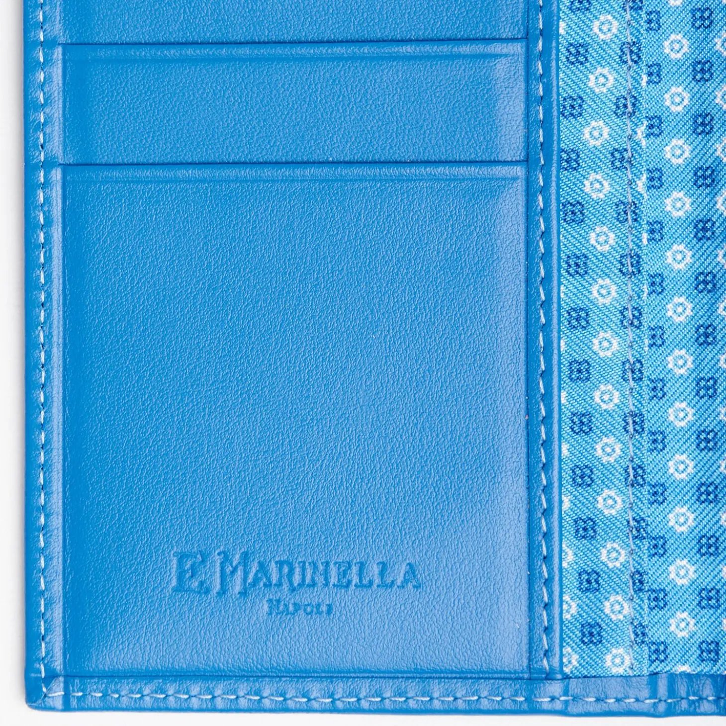 Mid Blue Vertical Wallet In Silk And Leather