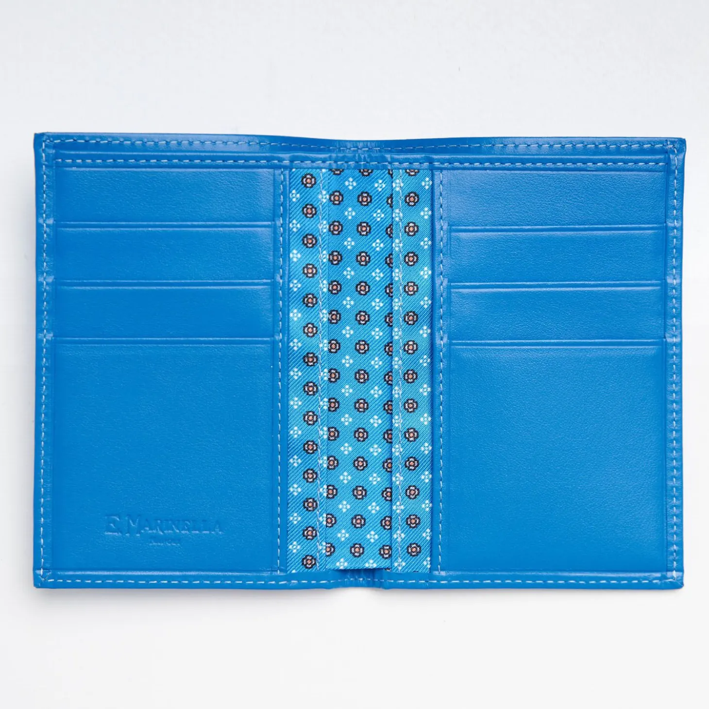 Mid Blue Vertical Wallet In Silk And Leather