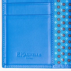 Mid Blue Vertical Wallet In Silk And Leather